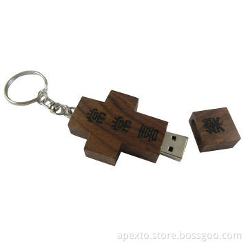 Latin Cross Wooden USB Flash Drives with 512MB to 32GB Memory Capacity, Support Custom Logo PrintingNew